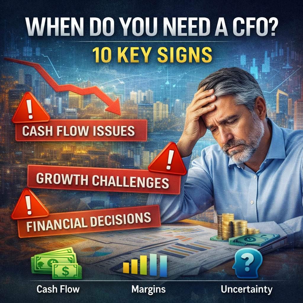 When do you need a CFO signs showing cash flow issues, growth challenges, and financial decision making