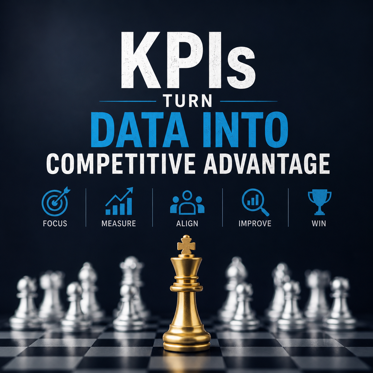 KPI competitive advantage dashboard showing business metrics driving strategy and operational performance