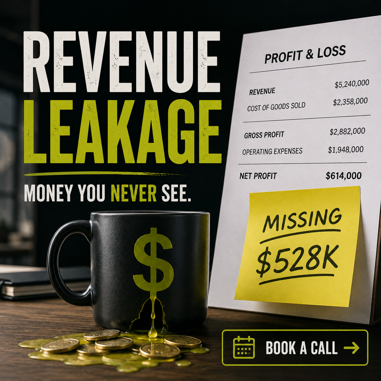 Business owner reviewing revenue leakage and lost customer lifetime value on a laptop dashboard