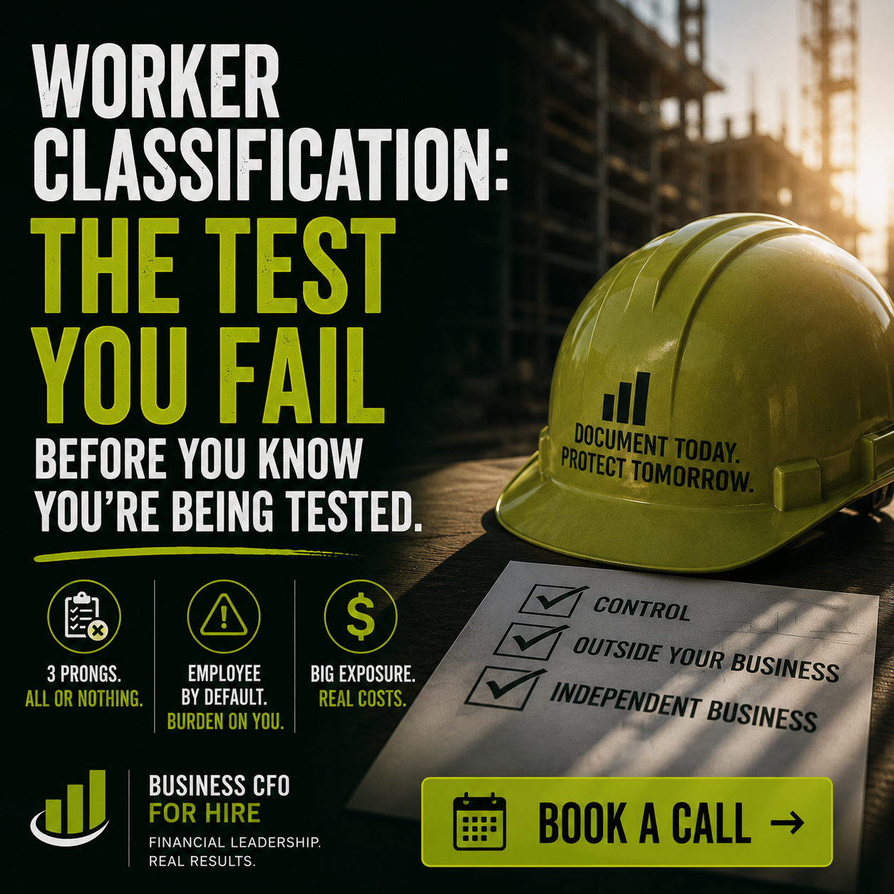 Business owner reviewing worker classification and contractor status documents at a desk