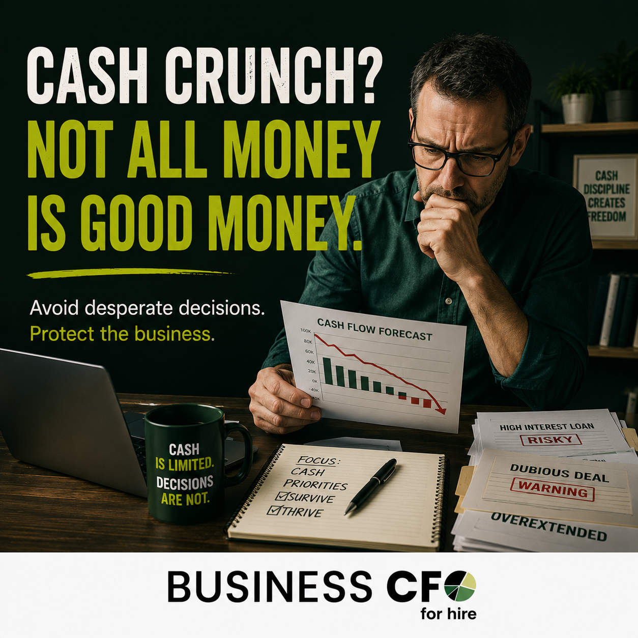 Business owner reviewing cash flow mistakes to avoid during a financial crunch